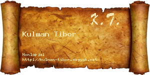 Kulman Tibor névjegykártya